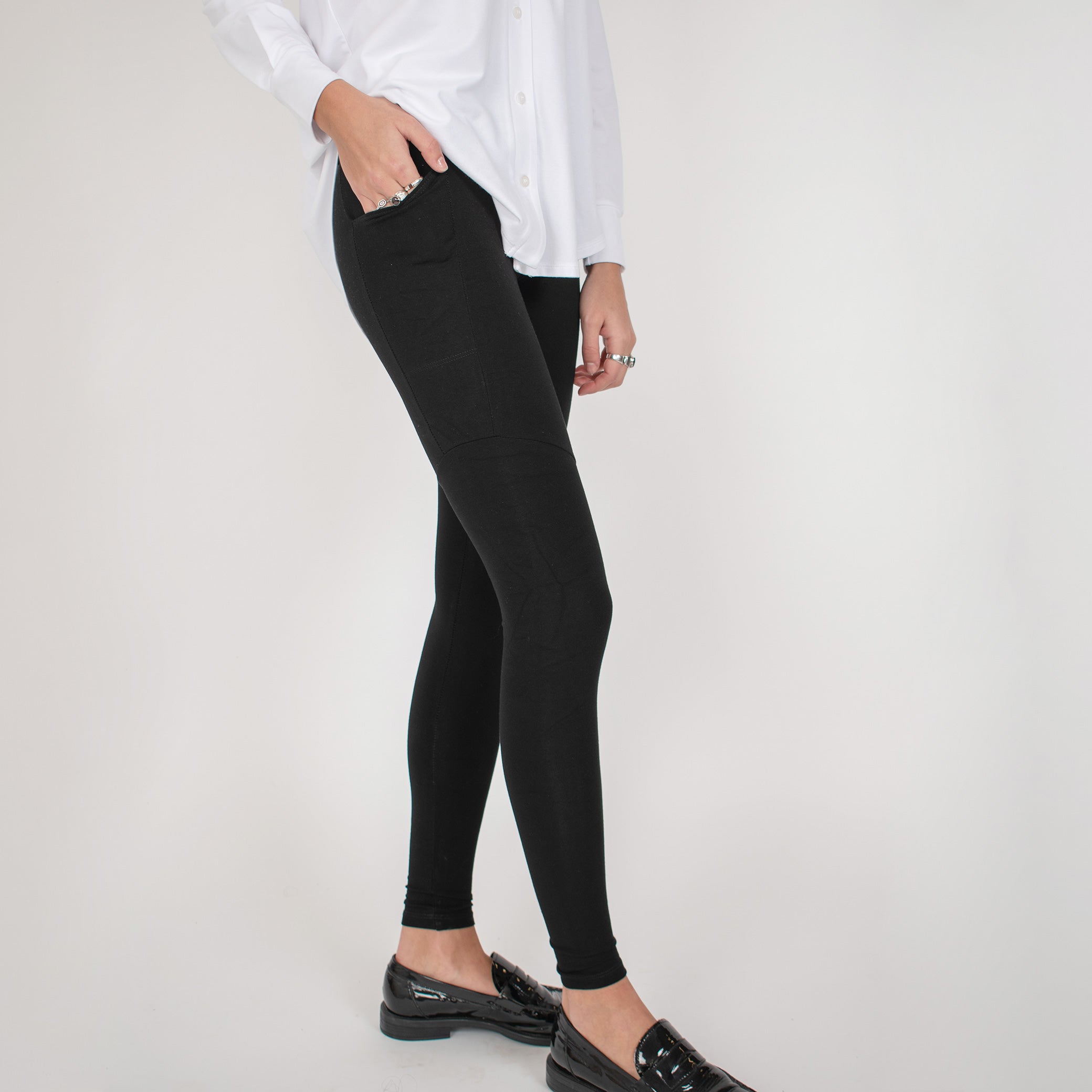 HUE Women's Perfect Legging Tunic Tee, Black – Long Sleeve, Small